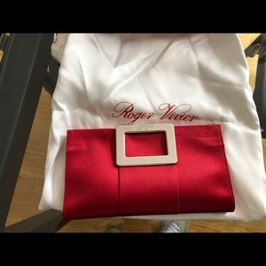 Roger Vivier Red Satin Evening Clutch Bag